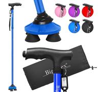 BigAlex Folding Stick with LED Light, Adjustable Walking Stick with Ergonomic Handle, Lightweight and Compact for Men Women and Non-Slip Square Base for Elderly