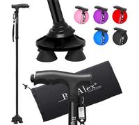 BigAlex Folding Stick with LED Light, Adjustable Walking Stick with Ergonomic Handle, Lightweight and Compact for Men Women and Non-Slip Square Base for Elderly