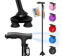 BigAlex Folding Walking Cane with LED Light,Adjustable & Portable Walking Stick, Lightweight,Collapsible with Carrying Bag for Men/Woman（Large）