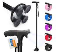 BigAlex Folding Walking Cane with LED Light,Pivoting Quad Base,Adjustable Walking Stick with Carrying Bag for Man/Woman
