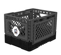 Bigant Heavy Duty Collapsible & Stackable Plastic Milk Crate - IP403026, 26 Quarts, Small Size, Charc.Grey, Set of 1, Snap Lock Foldable Industrial Garage Storage Bin Container Utility Basket