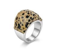 Bigbabybig Natural Labradorite Gemstone Exaggerated Statement Ring for Women Men Gemstone Dainty Trendy Stainless Steel Party Wedding Band Rings Elegant Jewelry Gifts for Her Him Anniversary Birthday