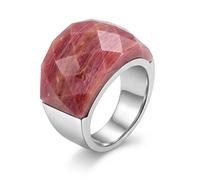 Bigbabybig Natural Labradorite Gemstone Exaggerated Statement Ring for Women Men Gemstone Dainty Trendy Stainless Steel Party Wedding Band Rings Elegant Jewelry Gifts for Her Him Anniversary Birthday