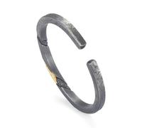 Bigbabybig Rustic Silver-Plated Copper Bangle Cuff Bracelet for Women Hand Forged Raw Meteorite Texture Distressed Antique Finish