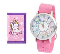 Bigbangbang Kids Analog Watch, Learning Time Watch, First Watch Soft Cloth Strap,Read time Study Time Todder Watch,Kindergarten Learn Time Watches,Pink Girl Watch, Girls Ages 7-10…, Light tuiqoise