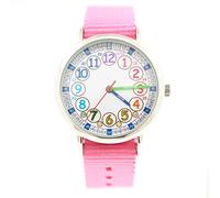 Bigbangbang Kids Analog Watch, Read Easily Children's First Watch Daily, Wrist Watch for Boys and Girls with Soft Cloth Strap,Learning time,Pink Strap
