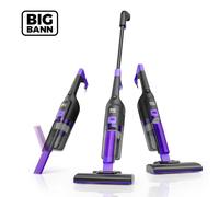 BIGBANN 3-in-1 Stick Vacuum Cleaner, Lightweight Corded Handheld Vacuum with 18kPa Suction, Upright Storage, 5m Cord, HEPA Filter for Hard Floor, Pet Hair and Small Spaces, Black,Flit F