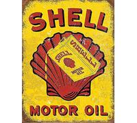 BigBazza Novelty Retro Vintage Wall tin Plaque 20x15cm - Ideal for Pub shed Bar Office Man Cave Home Bedroom Dining Room Kitchen Gift - Shell Motor Oil Garage Workshop Repair Metal Sign