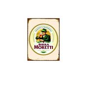 BigBazza Novelty Retro Vintage Wall tin Plaque 20x15cm - Ideal for Pub shed Bar Office Man Cave Home Bedroom Dining Room Kitchen Gift - Moretti Birra Beer Lager - Decorative Sign
