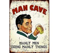 BigBazza Novelty Retro Vintage Wall tin Plaque 20x15cm - Pub shed Bar Office Workshop Man Cave Home Bedroom Dining Room Kitchen Gift - Doing Manly Things Metal Sign