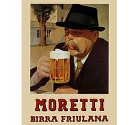 BigBazza Novelty Retro Vintage Wall tin Plaque 28x20cm - Pub shed Bar Office Man Cave Home Bedroom Dining Room Kitchen Gift - Moretti Birra Beer Lager - Large Decorative A4 Metal Sign
