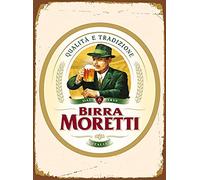BigBazza Novelty Retro Vintage Wall tin Plaque 28x20cm - Pub shed Bar Office Man Cave Home Bedroom Dining Room Kitchen Gift - Moretti Birra Beer Lager - Large Decorative A4 Metal Sign