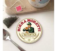 BigBazza Round Circle Wood Gift Coaster Coffee Tea Office Kitchen Novelty Cup Work Mug - Birra Moretti Beer Lager Drink Bar Pub Shed inspired