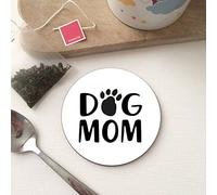BigBazza Round Circle Wood Gift Coaster Coffee Tea Office Kitchen Novelty Cup Work Mug - Dog Mom Mum Pet Puppy Paw