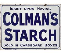 BigBazza Vintage Advertising Wall Tin Plaque 20x15cm - Pub Shed Bar Man Cave Home Bedroom Office Kitchen Gift Metal Sign - Retro Advert Colmans Starch inspired Blue White Text Cardboard Boxes