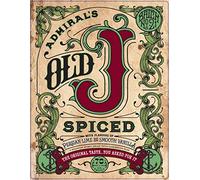 BigBazza Vintage Advertising Wall Tin Plaque 20x15cm - Pub Shed Bar Man Cave Home Bedroom Office Kitchen Gift Metal Sign - Old J Spiced Rum Admirals