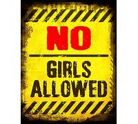 BigBazza Vintage Advertising Wall Tin Plaque 20x15cm - Pub Shed Bar Man Cave Home Bedroom Office Kitchen Gift Metal Sign - Retro Warning Hazard No girls Allowed Boys Door Room Quote