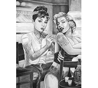 BigBazza Vintage Advertising Wall Tin Plaque 20x15cm - Pub Shed Bar Man Cave Home Bedroom Office Kitchen Gift Metal Sign - Marilyn Monroe Audrey Hepburn inspired Tattoo Black White