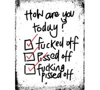 BigBazza Vintage Advertising Wall Tin Plaque 20x15cm - Pub Shed Bar Man Cave Home Bedroom Office Kitchen Gift Metal Sign - Retro How Are you Today Fu*ked Off Fun Humour Workplace Quote