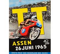 BigBazza Vintage Advertising Wall Tin Plaque 20x15cm - Pub Shed Bar Man Cave Home Bedroom Office Kitchen Gift Metal Sign - 1965 TT Races Racing Dutch Assen 50cc Motorsport Motorbike inspired