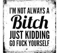 BigBazza Vintage Advertising Wall Tin Plaque Large Square 20x20cm Pub Shed Bar Man Cave Home Bedroom Office Kitchen Gift Metal Sign - Not Always Bitch Boss Work Kidding Go Fu*k Yourself Fun Quote