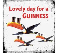 BigBazza Vintage Advertising Wall Tin Plaque Large Square 20x20cm Pub Shed Bar Man Cave Home Bedroom Office Kitchen Gift Metal Sign - Lovely Day Guinness Ireland Irish Stout Beer Ale inspired