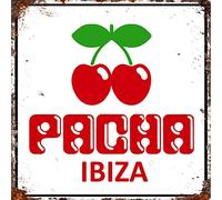 BigBazza Vintage Advertising Wall Tin Plaque Large Square 20x20cm Pub Shed Bar Man Cave Home Bedroom Office Kitchen Gift Metal Sign - Pacha Ibiza Club Holiday Music Hotel inspired