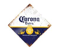 BigBazza Vintage Advertising Wall Tin Plaque Large Square 20x20cm Pub Shed Bar Man Cave Home Bedroom Office Kitchen Gift Metal Sign - Mexico Rustic Retro Corona Extra Beer Lager inspired