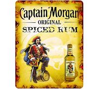 BigBazza Vintage Rustic Advertising Retro Wall Tin Plaque 20x15cm -Pub Shed Bar Man Cave Home Garage Kitchen Gift Metal Sign - Captain Morgan Original Spiced Rum inspired Drink Drinking Pirate, multi