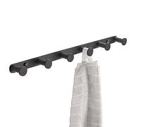BigBig Home Black Towel Hook, Bathroom Wall Hook Rack with 6 Hooks Matte Bedroom Coat Hook Kitchen Robe Hanger Wall Mount