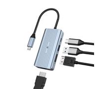 BIGBIG WON USB C Hub HDMI, 4 Port USB C Multiport with Two Displays 8K @ 30Hz HDMI, 8K @ 30Hz DP, 100W PD Charging Port, USB 3.0, Compatible with HDTV