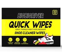 BIGBIGRIVER Shoe and Sneaker Quick Wipes - Complete Tennis Shoe Cleaner Eraser Kit - Instant White Leather Sole Cleaner Cloths in 30 Travel Packs
