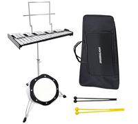 BIGBILLION 32 Note Glockenspiel Xylophone Bell Kit, Professional Percussion Xylophone Kit with 8 Inch Drum Practice Pad, Stand, Glockenspiel Stick, Drum Sticks and Carrying Bag