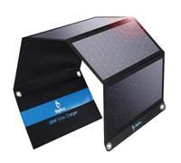 BigBlue 28W Foldable Solar Charger with 3 USB Ports (5V/4.8A Total) Portable and Waterproof Solar Panel + 4 Steel Hooks Compatible with Phone, Huawei, Xiaomi, Samsung Galaxy