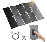 BigBlue Portable 35W Solar Panel Charger with Fast Charging USB-A and PD 25W USB-C for Camping Backpacking, 1.54 lbs, IP68 Waterproof, Folding Solar Phone Charger for iPhone/Android, iPad, Power Bank