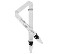BigBo White Guitar Strap, Christian Guitar Strap, Gothic design, Cross Strap, Leather Ends, Religious, Handmade, Black and White, Faith