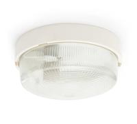 BIGBOB: Wall Light/Round Ceiling lamp 22cm in Plastic + Glass E27 max 60W - White