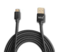 BigBuild Technology BLACK 2-Metre Gold Plated USB Cable for Garmin Edge 1000, 1030/1030+, 130/130+, 520/520+, 530, 820, 830, Explore, Explore 1000, Explore 820 Bike GPS