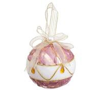 BigBuy Christmas Christmas Balls White Pink Polyfoam Fabric 10 x 10 x 10 cm (3 Units)