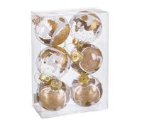 BigBuy Christmas Christmas Baubles Gold Plastic 8 cm (6 Units)