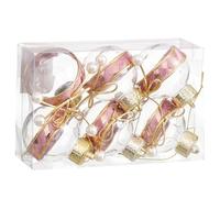 BigBuy Christmas Christmas Baubles Pink Transparent Gold Plastic Woven Ribbon 6 x 6 x 6 cm (6 Units)
