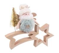 BigBuy Christmas Christmas Ornament Multicolor Natural Wood Woven 18 x 6 x 16 cm