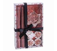 BigBuy Christmas Circular Candlestick with Stand Christmas Red Glass Paraffin 21.5 x 13.2 x 3.8 cm