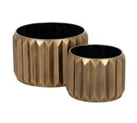 BigBuy Garden Plant Pot Set Gold Iron 37.5 x 37.5 x 23 cm (Pack of 2)