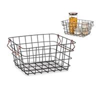 BigBuy Home Black Copper Steel Rod Basket, Multicoloured, Standard