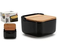 Bigbuy Home S3600640 Salt Shaker with Black Lid, 11.5 x 11 x 12 cm