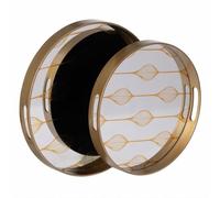 BigBuy Home Snack Tray Gold PVC Glass 42 x 42 x 4.2 cm (Pack of 2)