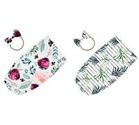 Bigbuyu 2 Pack Baby Receiving Blanket with Headbands Newborn Floral Swaddle Sack Cocoon Swaddle Wrap