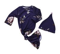 Bigbuyu Baby Gown Soft Baby Girl Clothes Newborn Navy-Blue Peony Layette Comfortable Infant Swaddle Wear