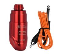 Bigcan Compact Rotary Tattoo Pen - Professional Short Tattoo Machine with RCA Cord, Ergonomic Grip, and Adjustable Cartridge Depth for Artists,Red